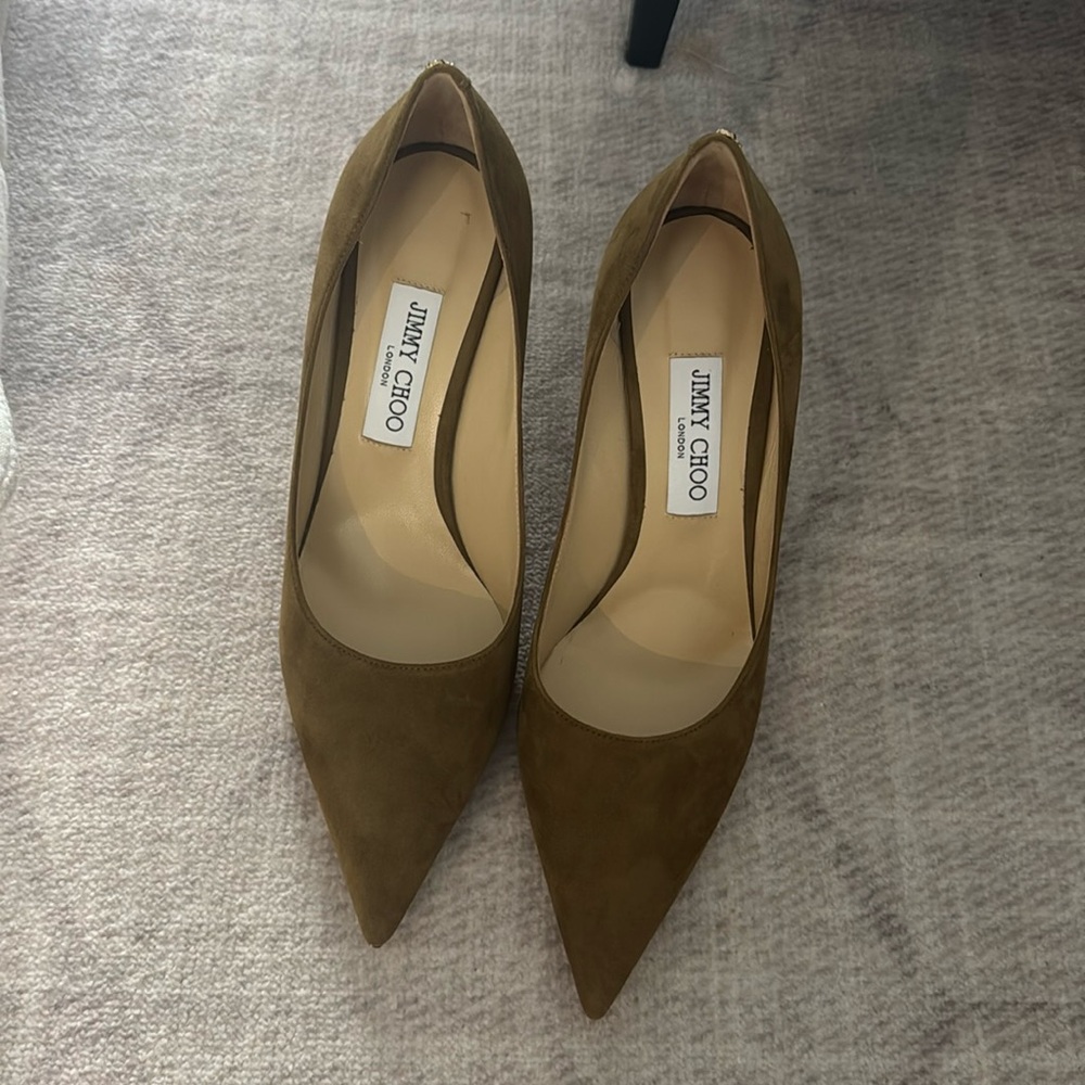 Jimmy choo olive suede heels - never worn